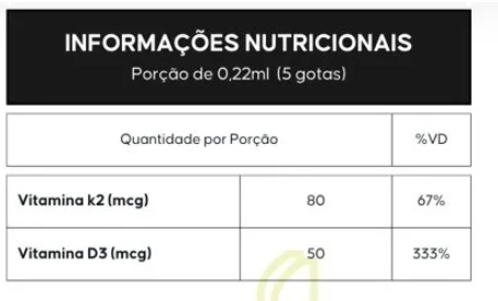 Vitamina D3 + k2, Sublingual em Gotas 20ml, Flora nativa