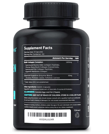 Multicolágeno Tipos I, II, III, V, X, 150 Cápsulas, 3300mg, Vital Vitamins