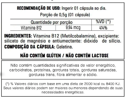 Vitamina B12 (Metilcobalamina), 60 Cápsulas