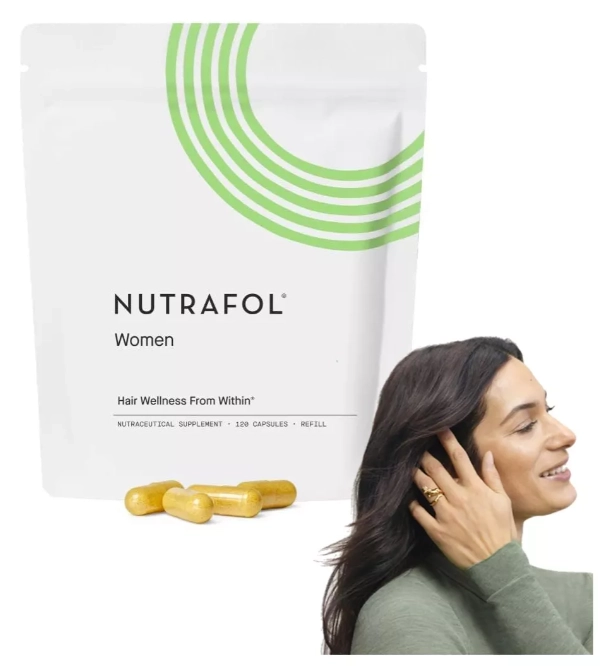 Nutrafol Women, Suplemento Para Cabelos Femininos, Crescimento capilar e queda de cabelo, 120 cápsulas, Refil