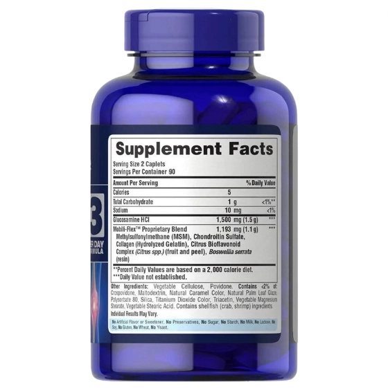 Glucosamina Condroitina e MSM, Força Tripla, 180 Comprimidos, Puritan's Pride