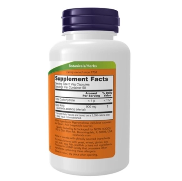 Gotu Kola, 450 mg, 100 Cápsulas, Now