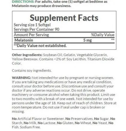 Melatonina 5mg, 60 cápsulas, Natures Bounty