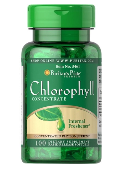 Chlorophyll, Clorofila Concentrada, 50mg, 100 Cápsulas em Gel, Puritan's Pride