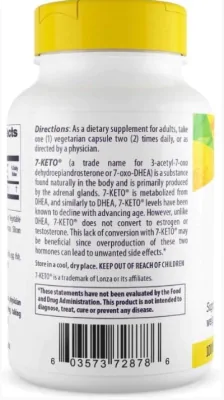 7-Keto DHEA Metabolite 100mg, 60 Cápsulas, Healthy Origins