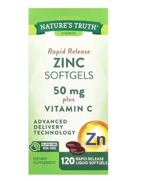 Zinco 50mg Plus Vitamina C 90mg, 120 Cápsulas, Nature's Truth