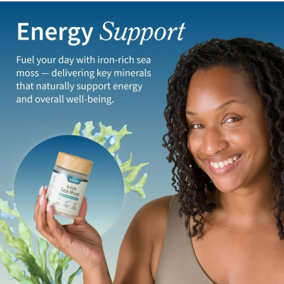 Irish Sea Moss, 500mg, Energia, Imunidade e Vitalidade Natural, 60 Cápsulas, Snap 