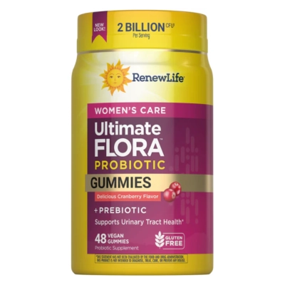Probiótico Ultimate Flora Women's Care, 2 Bilhões de UFCs, 48 Gomas, Renew Life