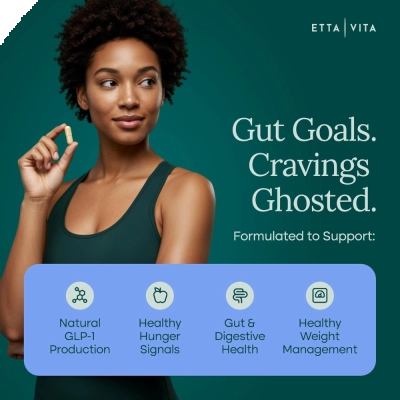 GLP-1 Probiotic Supplement, Auxilia na Perda de Peso, 90 Cápsulas, ETTA VITA