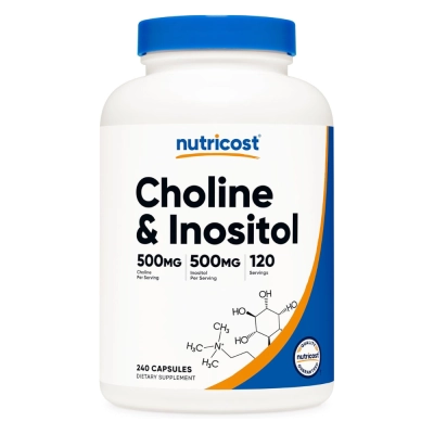 Colina e Inositol, Suporte à Função Cognitiva, Metabolismo e Saúde Neural, 240 Cápsulas, Nutricost