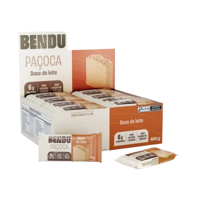 Paçoca, Display com 24 unidades da Paçoca com Whey, Sem Açúcar, Sabores, Bendu