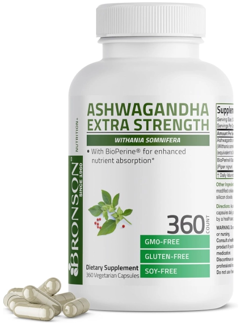 Ashwagandha Extra Strength, 360 Cápsulas, Bronson
