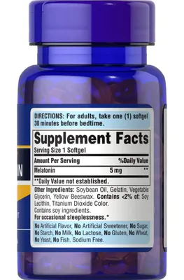 Melatonina, 5mg, 60 cápsulas, Puritan's Pride