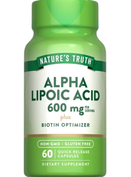 Ácido Alfa Lipoico 600mg com Biotina, 60 cápsulas, Nature's Truth