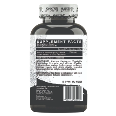 Testosterone Tribulus 1500mg, 90 Tabletes, Sinister Labs