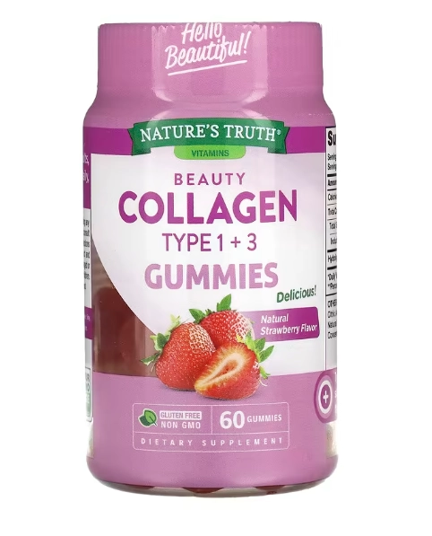Colágeno Beauty, Tipos I e III, 60 Gomas Sabor Morango, Nature's Truth