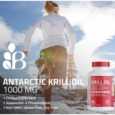 Óleo de Krill Antártico 1000mg, 180 Cápsulas, Bronson