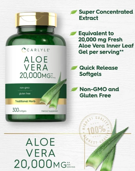 Aloe Vera 20.000mg, 300 Cápsulas, Carlyle