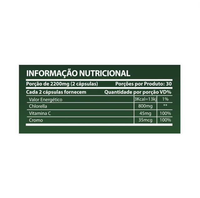 Chlorella + Vit C + Cromo, 1000mg, 60 Cápsulas, Sunfood