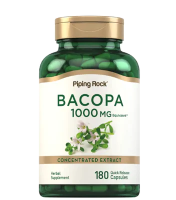 Bacopa Monnieri 1000mg, 180 Cápsulas, Pipingrock