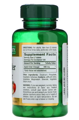 Apple Cider Vinegar (Vinagre de Maçã), 240mg, 200 Comprimidos, Nature's Bounty