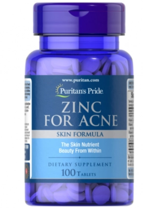 Zinco para Acne, 100 comprimidos, Puritan's Pride