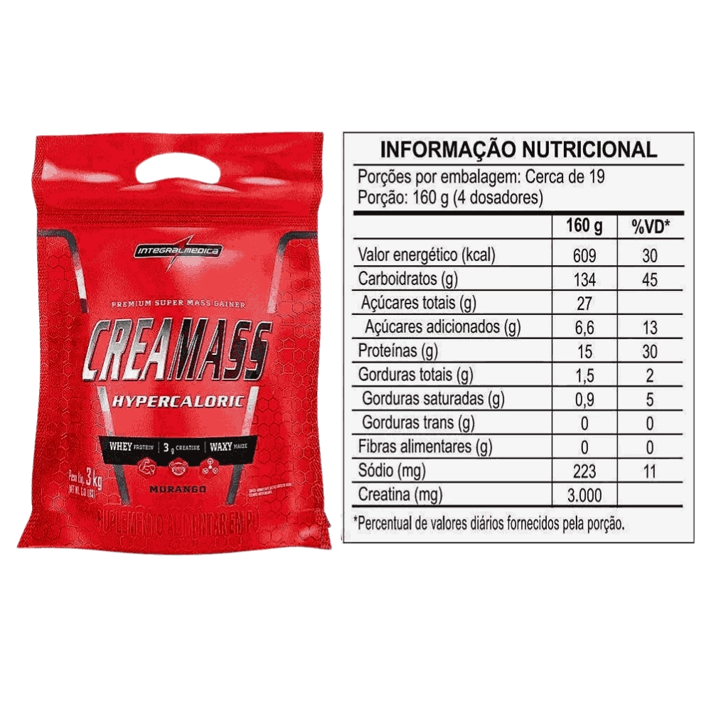Hipercalórico Creamass, Para Ganho de Massa, 3kg Sabores, Integral Médica