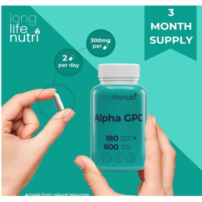 Alpha GPC Choline 600mg, 180 Cápsulas, LongLifeNutri