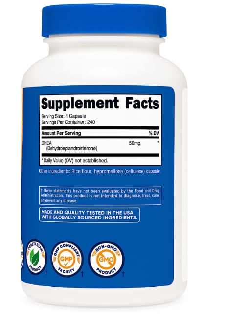 DHEA 50mg, 240 Cápsulas, Nutricost