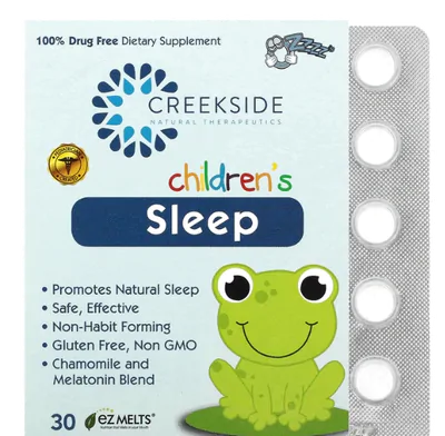 Children's Sleep, Auxilio ao sono infantil, Natural Therapeutics, 30 comprimidos sabor Laranja, Creekside