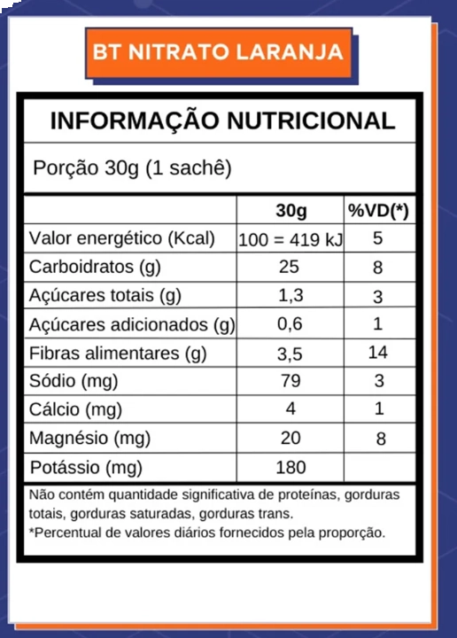 Sachê BT Nitrato Pré e Intra Treino, Sabor Laranja e Morango, DOBRO 