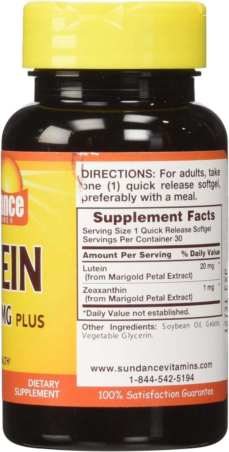 Luteína 20mg, com Zeaxantina, 30 cápsulas, Sundance