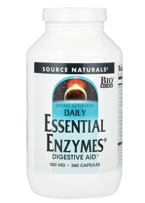 Daily Essential Enzymes 500mg, 360 Cápsulas, Source Naturals
