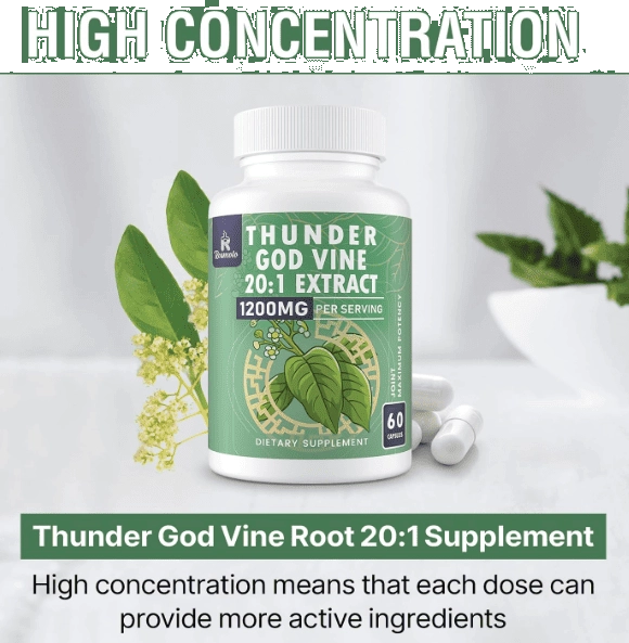 Extrato de Raiz de Videira Thunder God 20:1, 1200mg, Com Tripterygium Wilfordii e Gong Teng, 60 cápsulas,  Rosmolo