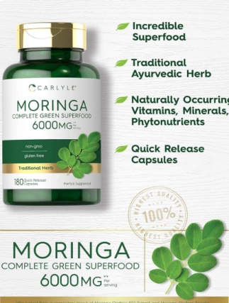 Moringa Oleífera, 6000mg, 180 cápsulas, Carlyle