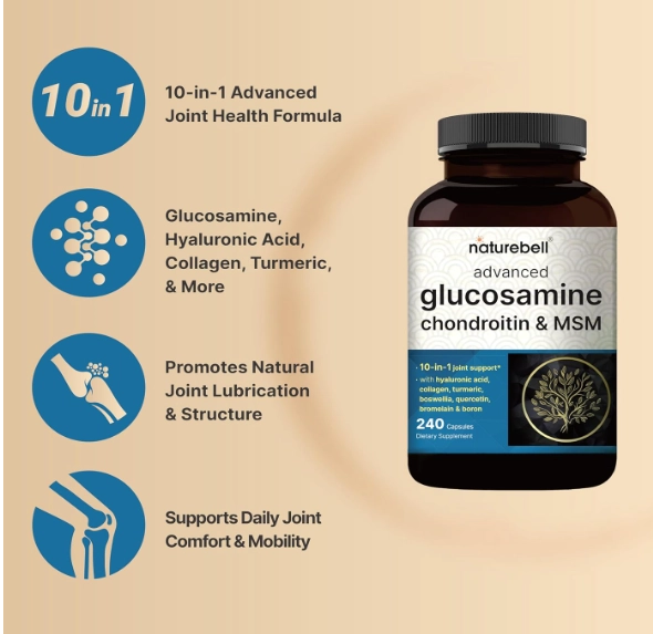 Glucosamina Condroitina com MSM, 240 Cápsulas, NatureBell