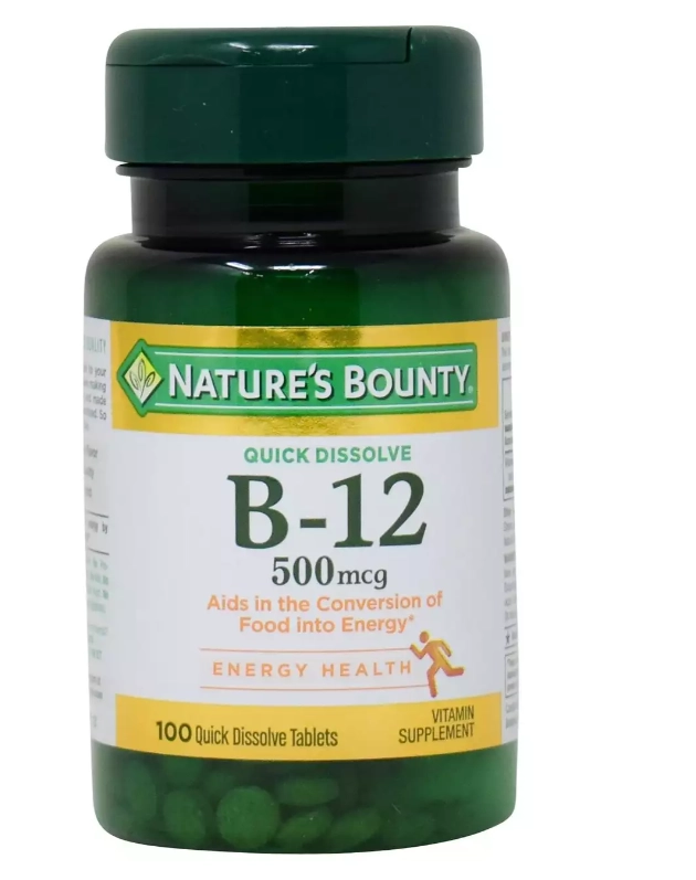 Vitamina B12, 500mcg, 100 Comprimidos, Nature's Bounty