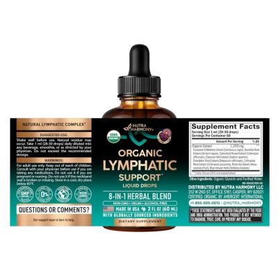 Organic Lymphatic Drainage, Suporte imunológico, Limpeza e Desintoxicação, 59ml, Nutraharmony