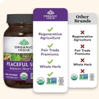 Peaceful Sleep, Auxilia no Sono, Relaxamento e Bem-Estar Noturno, 90 Cápsulas, Organic India