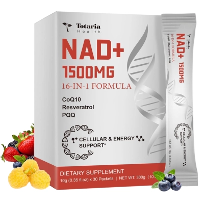 NAD+, 16 in 1, 1500mg, 30 Sachês Liquido, Totaria Health
