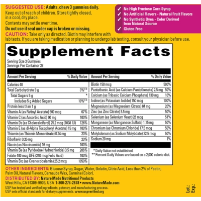 Multi 50+ Advanced, Multivitamínico para Mulheres, 84  Gomas Sabor Framboesa, Nature Made