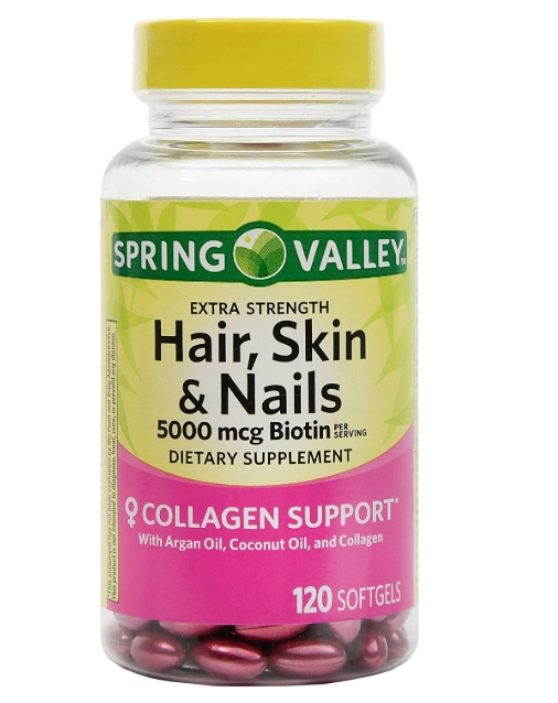 Cabelo, Pele e Unhas, Hair, skin & nails, Com Biotina, 5000mcg, 120 Cápsulas, Spring Valley