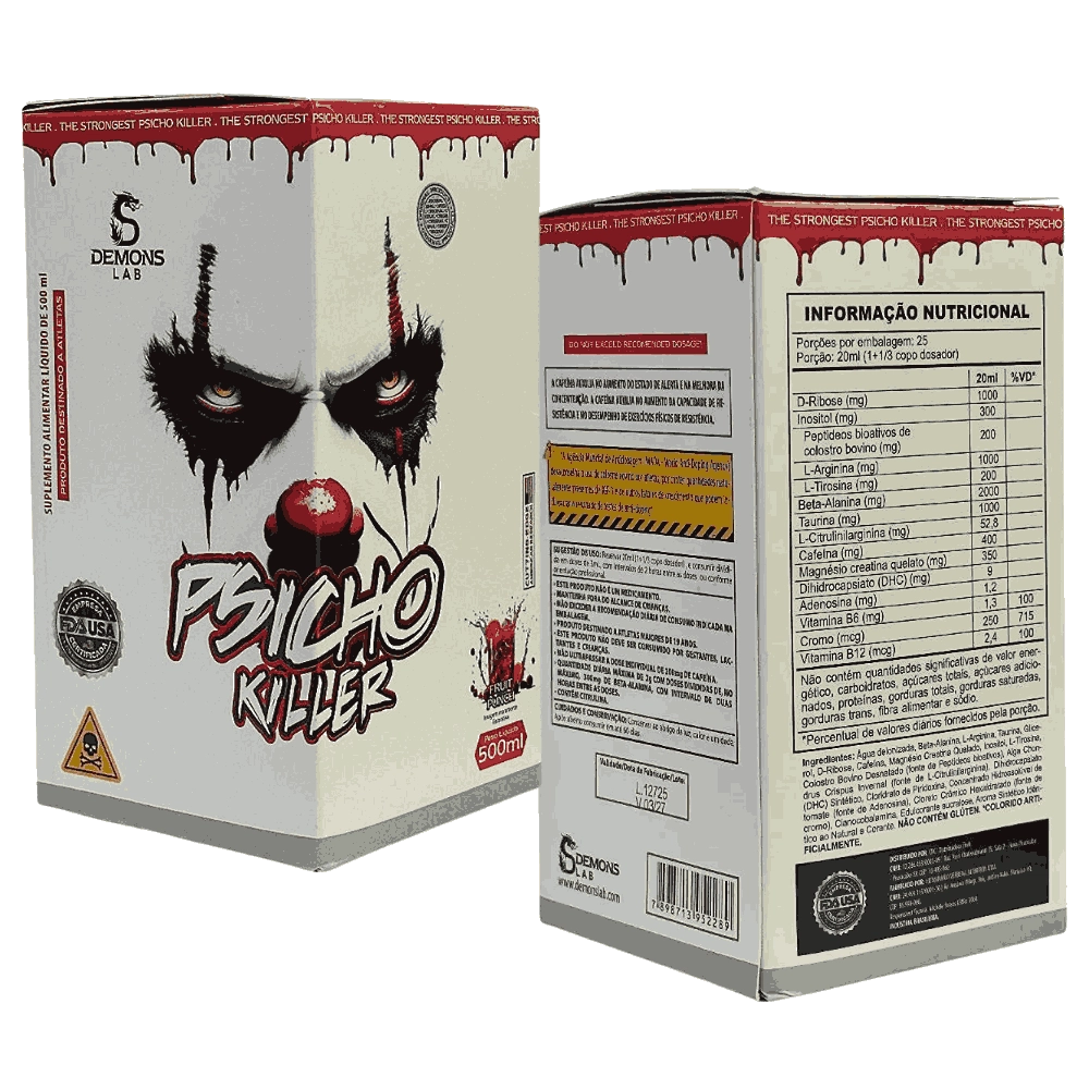 Pre Treino Liquido Psicho Killer Fruit Punch 500ml - Demons Lab