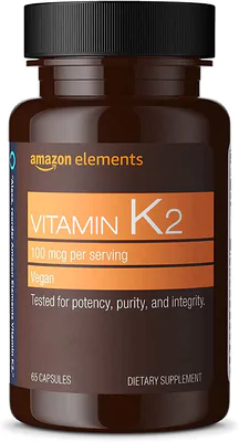 Vitamina K2, 100mg, 65 cápsulas, Amazon Elements