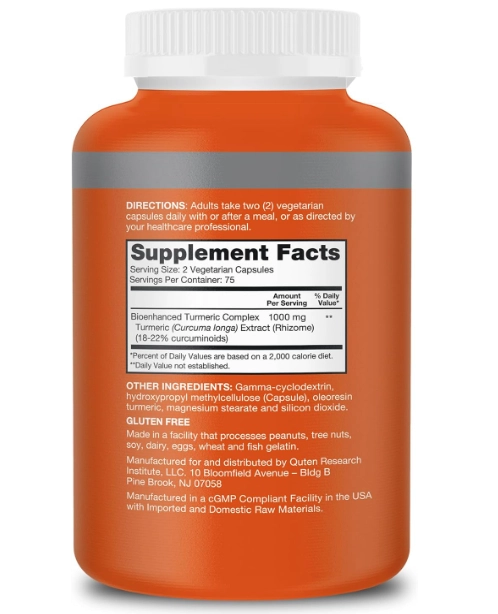 Curcumina de Cúrcuma força extra, Turmeric 1000mg, 150 Cápsulas, Qunol