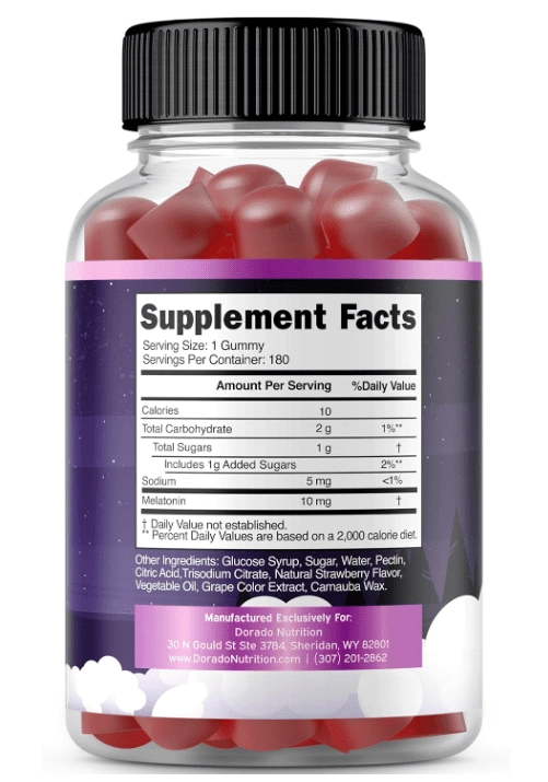 Melatonina 10mg, 180 Gomas Sabor Frutas Vermelhas, Dorado
