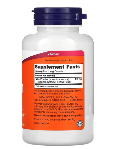 Rutina, 450mg, 100 Cápsulas, Now