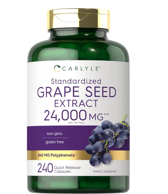Grape Seed Extract, Semente de Uva 24000mg, 240 Cápsulas, Carlyle