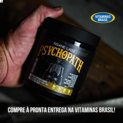 Psychopath, Pré-Treino Sabor Melancia, 186g, 30 doses, Insane Labz