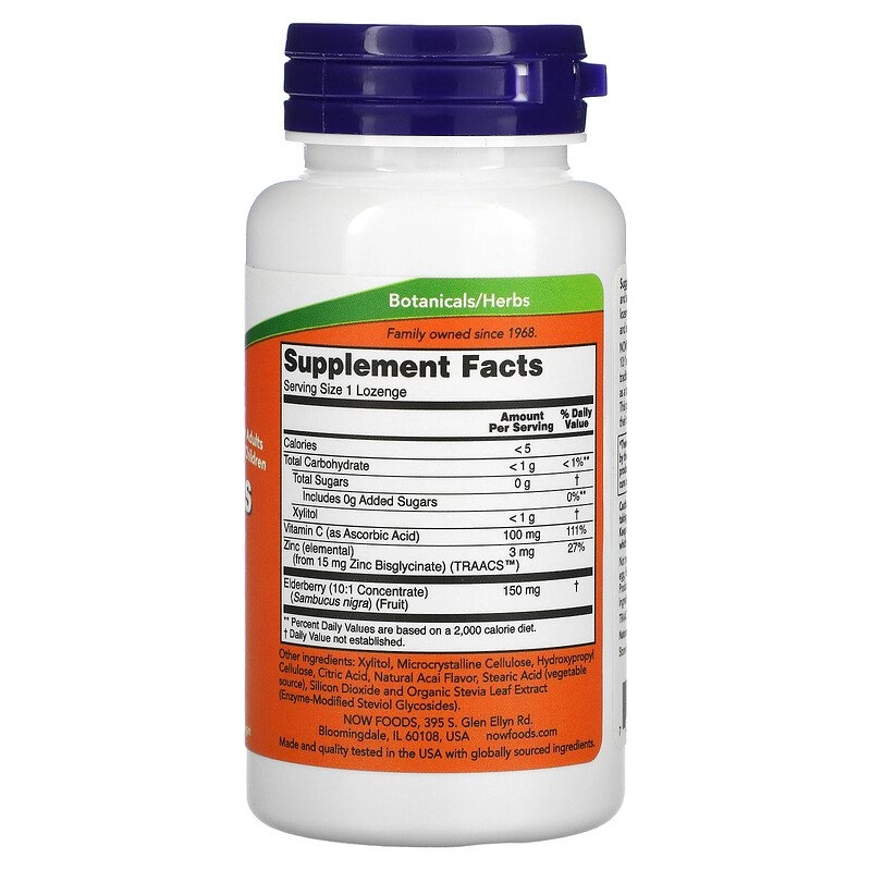 Sambucus Zinc-C, Sabugueiro com Zinco e Vitamina C,  60 Pastilhas
